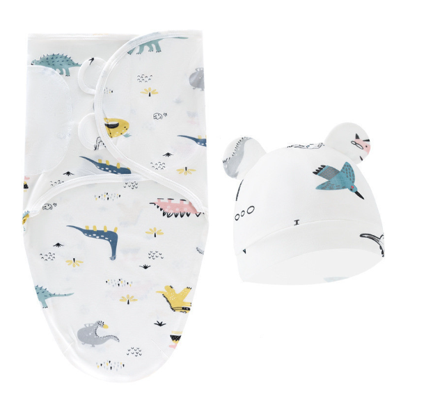 Cotton Newborn Sleeping Bag Baby Swaddle Blanket Pack Hat Adjustable Baby Set Newborn Sleeping Bag Plain Blanket D11