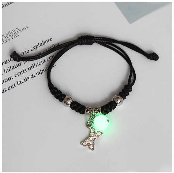 26 Letters Glow in the Dark Alphabet Initials Beaded Luminous Bracelet Women Men Birthday Gifts X