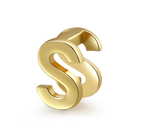 Unique Design Initial Letter Earrings 18K Gold Double Layer Letter Earrings Jewelry Single S