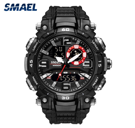 Original Luxury Fashion Luminous Waterproof Men's Watch LED Digital Sports Leisure Silicone Watch BLACK