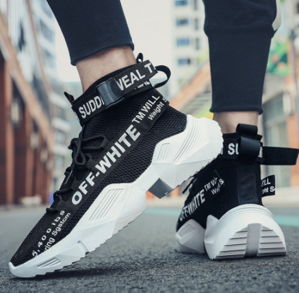 Men's Fltknit Ankle Boots Sport Shoes Breathable Shoes Fashion Height Increasing Shoes
