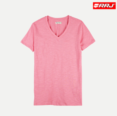 RRJ Basic Tees for Ladies Regular Fitting Shirt CVC Jersey Fabric Trendy Fashion 117851-U Pink