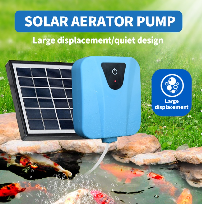 Solar Powered/DC Charging Oxygenator Water Pump Pond Aerator 1 Air Stone Aquarium Air Pump 2L/min