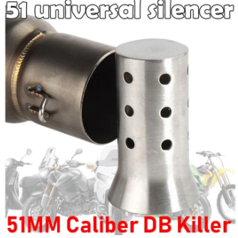 Universal 51mm Motorcycle Exhaust Muffler Racing Street Bike Scooter Adjustable Silencer DB Killer