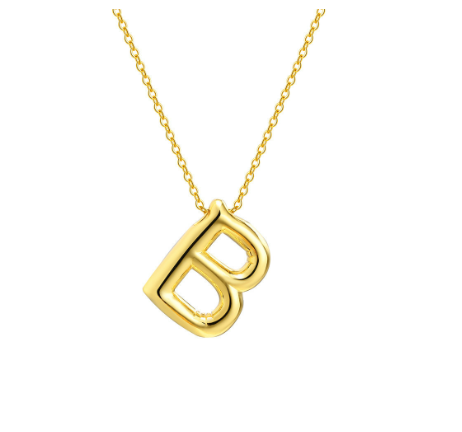 Meaeguet Initial Necklace for Women Girls,Dainty Gold Balloon Bubble Letter Necklace Layered Necklaces Puffy Name Personalized