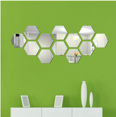 Geometric Hexagon Acrylic 3D Art Mirror Wall Sticker Home DIY Decor Toilet Living Room Decoration