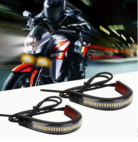 2pcs Universal LED Strip Lights, Motorcycle Turn Signal Light 12V Shock Absorbing Light Bar Turn Signal Light Motorcycle Light Bar White Amber