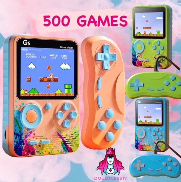 500 Games Gameboy Macaron Splash Retro FC Handheld Portable Rechargeable Game Console for Kids Girl