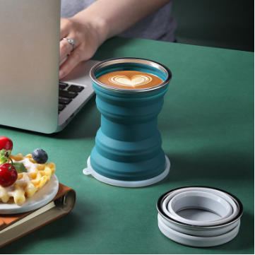 Retractable Soft Silicone Folding Drinking Cup Portable Water Heat Resistant Rubber Bottle Cover IP