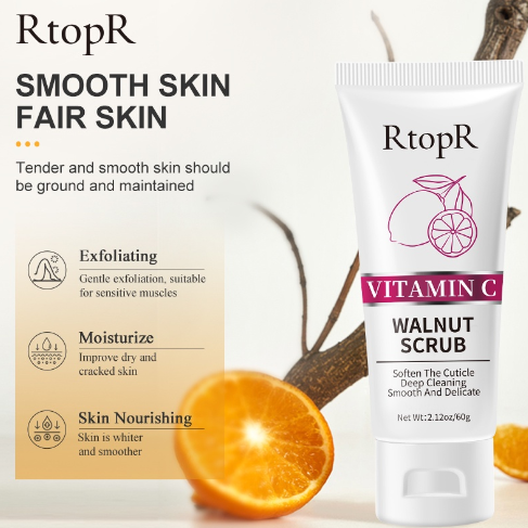 RtopR Vitamin C Body Scrub Whitening Cream Bath Cleanser Exfoliating Moisturizer Sensitive Skin Body Care Deeply Oil Control Dead Skin