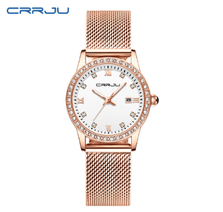 CRRJU Women's Watch Top Brand Business Fashion Luxury Analog Quartz Stainless Steel Waterproof 2186X WHITE