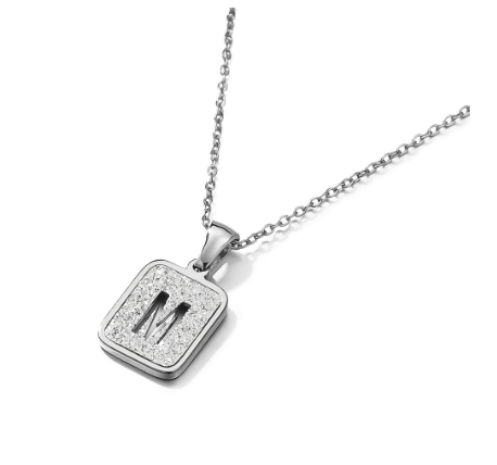 St. Kunkka 316L Stainless Steel Hollow A-Z Letter Pendant Necklace for Gift and Birthday Gift  M