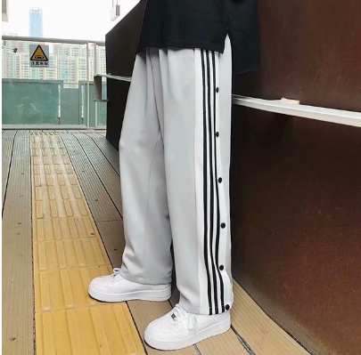 Trendy black and white striped casual button-down pants for men