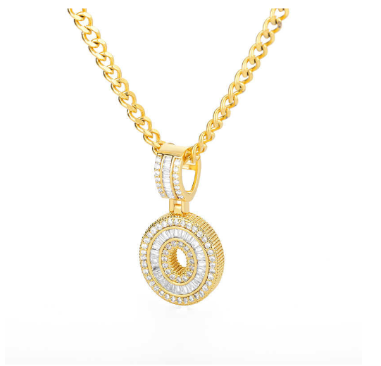 Trend Cubic 2020 Zirconia Letters A-Z Pendant Necklaces Iced Out Rock Candy Style Initial O