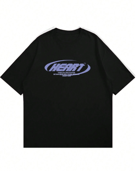 Plus Size Men's Crew Neck Short Sleeve Letter Print Loose Trendy T-Shirt