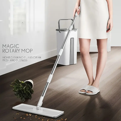 1 Set, Hand-free Wash Flat Mop And Bucket Set, Dust Removal Mop With Bucket, Wet And Dry Cleaning, Tile Marble Wooden Floor Cleaning Mop, Cleaning Supplies, Cleaning Tool, Ready For School
