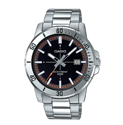 Casio  Silver Stainless Steel Strap Date Display Quartz Watch for Men