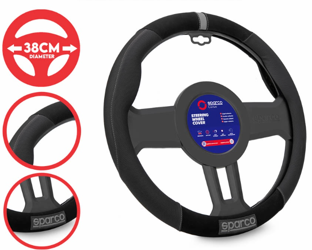 Sparco Corsa Steering Wheel Cover SPS130GR (Grey) Universal Fit for Toyota, Mitsubishi