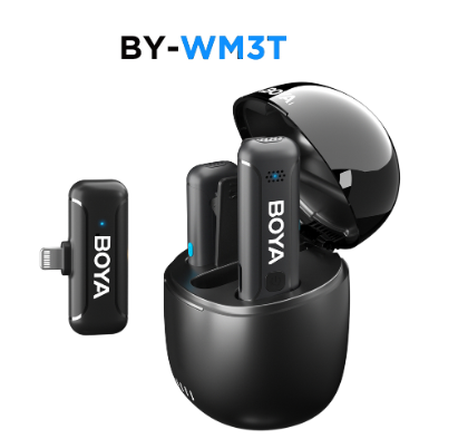 Boya BY-WM3T Wireless Microphone with Charging Case Noise Reduction for iPhone Android Smartphone Cameras Live Streaming