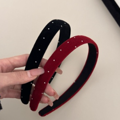Korean Version New Style Headband Autumn Winter Velvet Headband French Retro Sponge Headband Fashion Flashing Diamond Wide