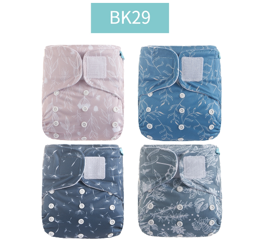 Happyflute 2023 Baby Reborn 4pcs set Washable Eco-friendly Baby Cloth Diaper Ecological Adjustable Nappy Reusable Diaper SET20