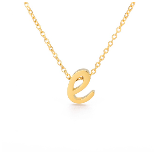 Maxzone Tiny Initial Letter Necklaces For Women Stainless Steel Old English Letter Vintage Necklace Boho Birthday Gothic Jewelry Gift E