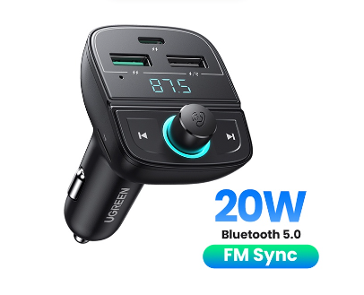 Ugreen Bluetooth5.0 Dual Ports PD QC 20W 18W Car Charger with TF Card Slot for iPhone 14 Pro Max