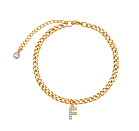 Vnox Initial Ankle Bracelets for Women, 14K Gold Plated Cuban Chain Initial Anklets for Women Anklet Foot Jewelry 1