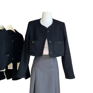 Lovito Women Casual Plain Button Pocket Blazer LNE33051 (Black)