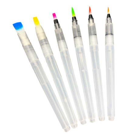 Seamiart Different Shape Large Capacity Barrel Water Pen For Watercolor Painting 6 Pcs