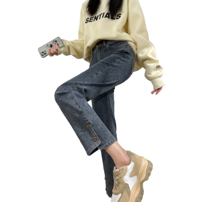 Lovito Casual Plain Button Pocket Zipper Vintage High Waist Jeans for Women LNA09137 (Pale Blue)