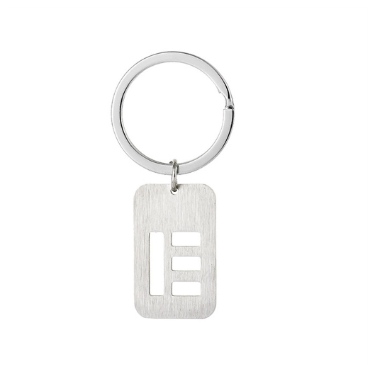 1Pcs Simple Stainless Steel 26 Letter Keychains Fashion Sliver Color Initials Keyrings Handbag Charms Ornaments Souvenir Gifts E