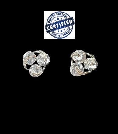 18K Italian White Gold plated 3' D BIG DIAMOND Stud Earrings Fine Jewelry from RUSSIA
