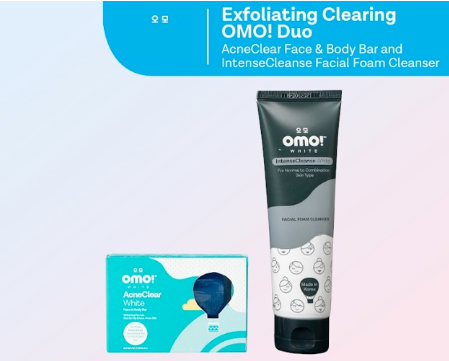 Exfoliating Clearing OMO! Duo - AcneClear Face & Body Bar + IntenseCleanse Facial Foam Cleanser