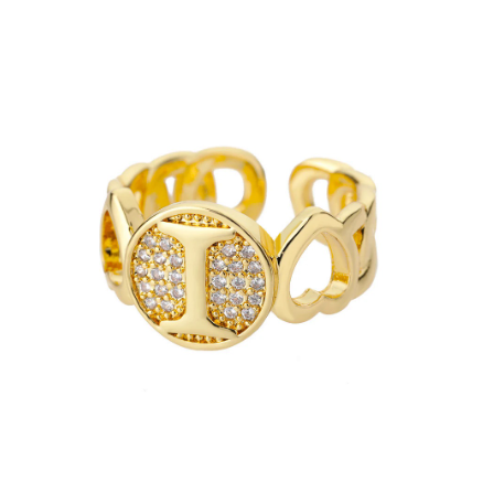 Initial Letter Open Rings For Women Aesthetic Love Heart Wedding Rings Stainless Steel Jewelry Gifts I