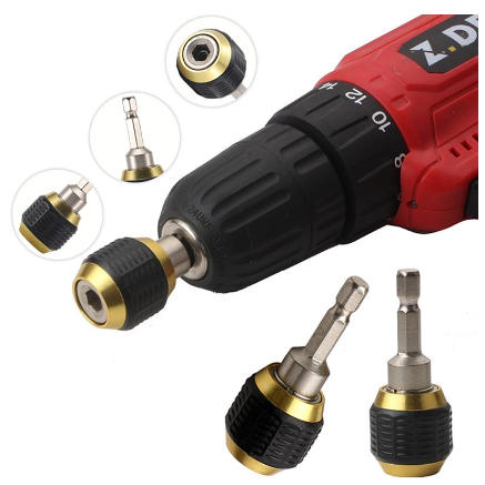 Hex Shank Drill Bits Adapter 60mm Keyless Drill Chuck Screwdriver Impact Driver Adaptor Quick Release