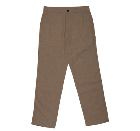 GIORDANO Men's Cotton Linen Mid Rise Relax Straight Pants - Brown