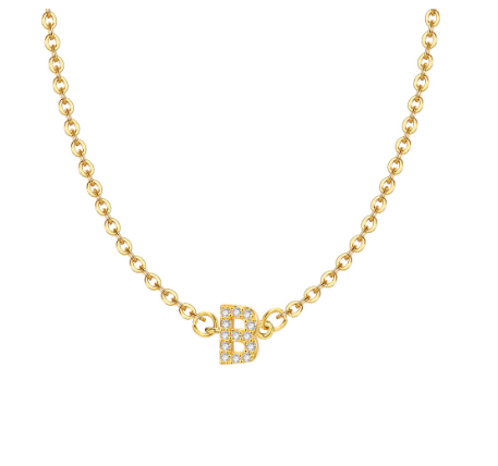 Vnox Initial Choker 18K Gold Letter A-Z Pendant Necklace Accessories for Women B