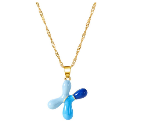 Fashion Simple English Capital A-Z Necklace Colorful 26 Letters Necklaces For Men And Women Jewelry Gifts Drip Oil Summer Letter X