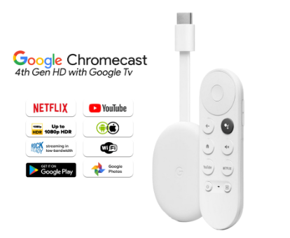 Google Chromecast 4th Gen with Google TV HD Streaming Media Player - Snow