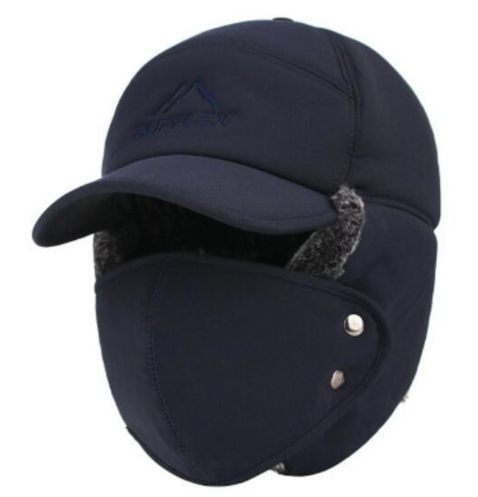 Trend Winter Thermal Bomber Hats Men Women Ear Protection Face Windproof Ski Cap Velvet Thicken Cou