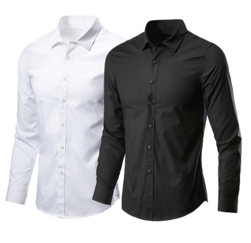 Male Social Blouse 4XL 5XL Shirt For Men Daily Casual White Shirts Long Sleeve Button Down Slim Fit
