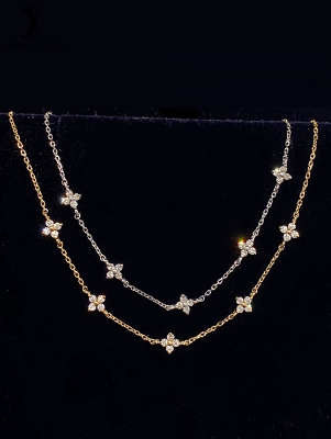 S925 Sterling Silver Plated 18K Gold Bracelet Female Shining Four-Leaf Clover Lucky Bracelet