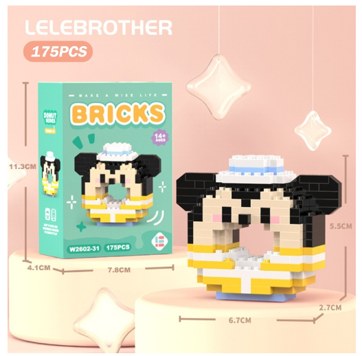 Lboyu Cute Cartoon Donut Building Block Ornaments Compatible with Lego Children's Toys M27