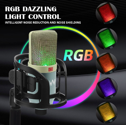 RGB Microphone USB Microphone Lighting Microphone Alloy Material Singing Recording Karaoke Bracket