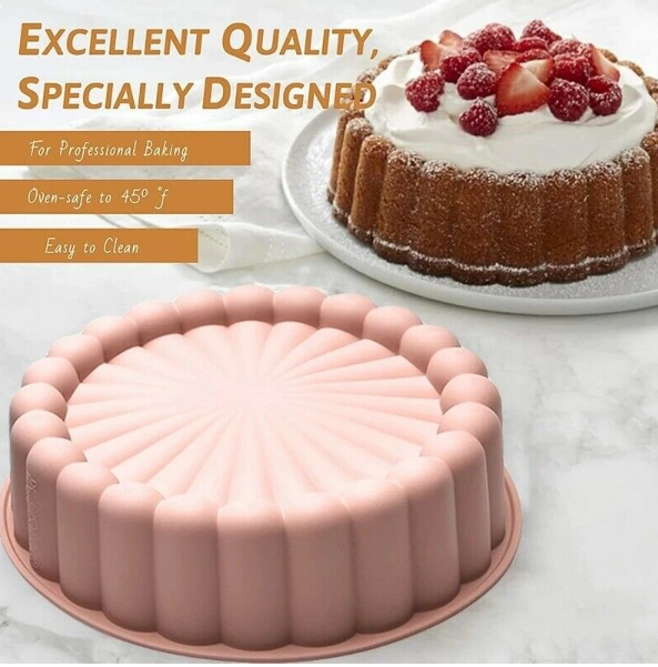Diy Silicone Round Flower Non-stick Cake Muffin Pan Mould Bakeware Baking Tray