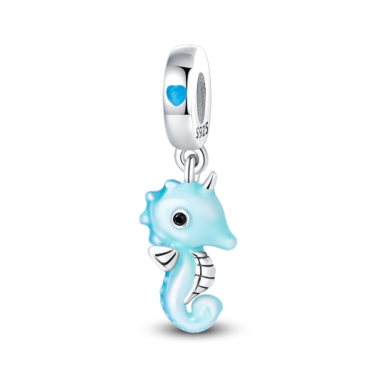S925 Silver Pandora Same Design Glass Beads Sea Animal Butterfly Seahorse Sea Turtle Beads Suitable for Original Bracelets  024