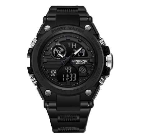 Original Luxury Waterproof Sports Youth Electronic Watch Male Luminous Silicone Strap Fashion Watch BLACK