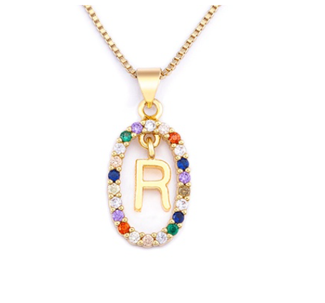 Colorful 26 Letters A - Z Initial Alphabet Pendant Long Chain Necklace Name Jewelry Women Accessories R