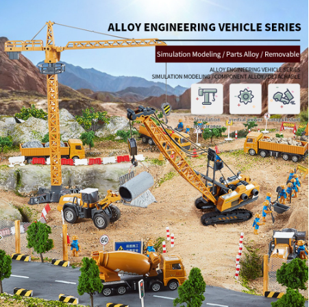 Construction Trucks Crane Excavator Toy Alloy Metal Diecast Engineering Children Car Model Toy